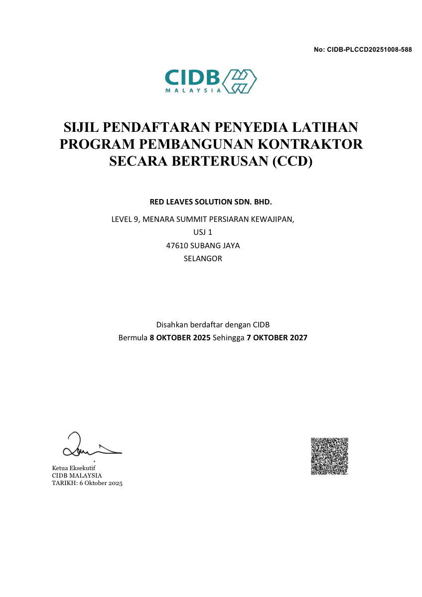 CIDB Certificate first page preview