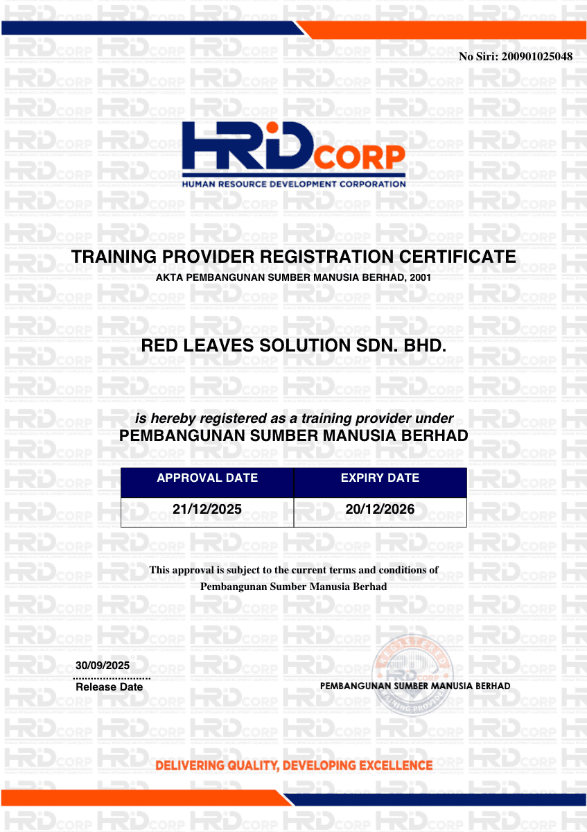 HRD Corp Certificate first page preview